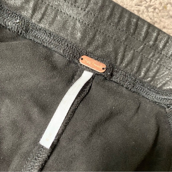 Free People Midnight Vegan Suede Skinny Pant High Rise Black Faux Leggings - Picture 5 of 12